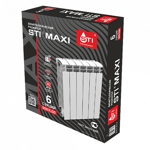 Биметаллический радиатор STI MAXI 500/100 6 сек.