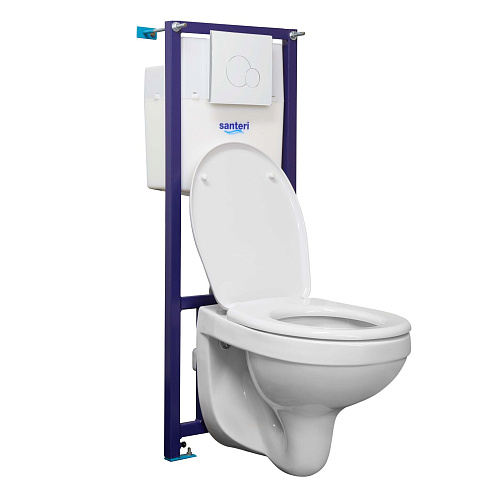 Подвесной унитаз Santeri Альфа комфорт ПЭК (инсталляция, сиденье SoftClose, белая кнопка)