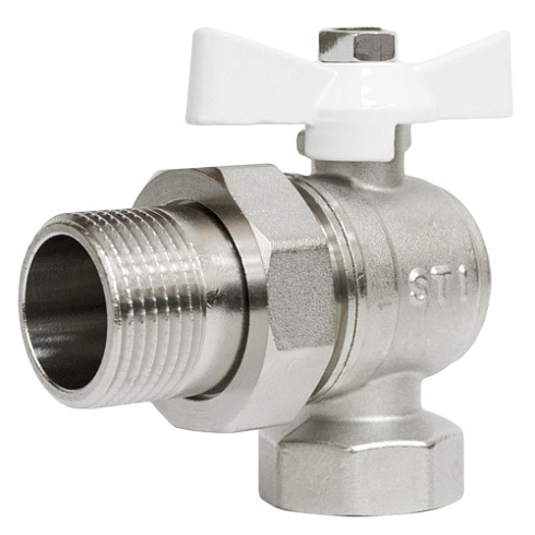 Кран шаровой STI накидная гайка с полусгоном бабочка угловой 25