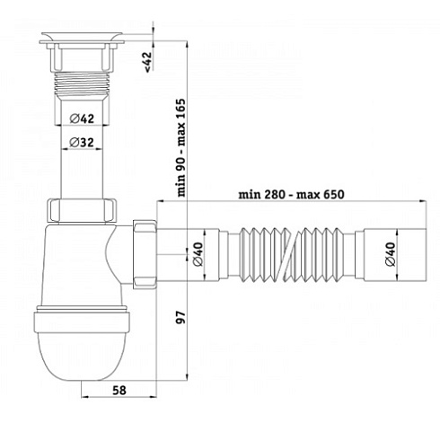С5005 Сифон гоф40*40мойка Варяг