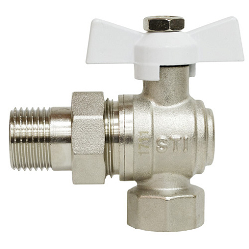 Кран шаровой STI накидная гайка с полусгоном бабочка угловой 15