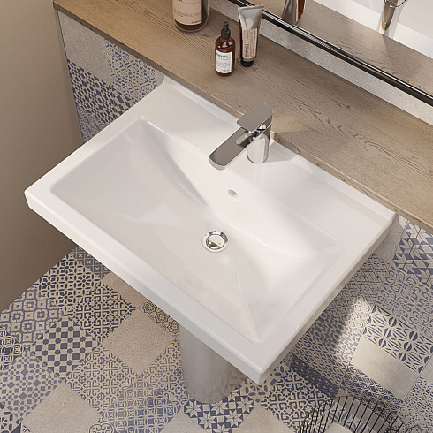 Умывальник Santeri Визит 55 белый (с переливом, без пьедестала)