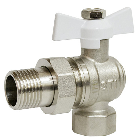 Кран шаровой STI накидная гайка с полусгоном бабочка угловой 15