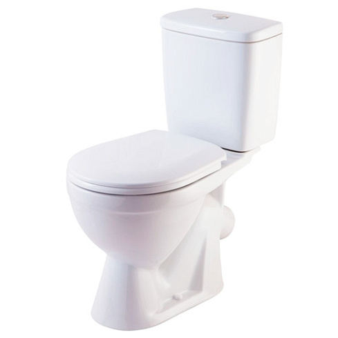 Унитаз-компакт Rosa Лира белый (арматура и сиденье, косой выпуск)