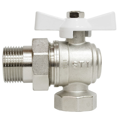 Кран шаровой STI накидная гайка с полусгоном бабочка угловой 25