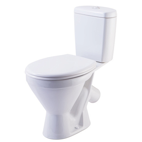 Унитаз-компакт Rosa Стандарт Эконом белый (арматура и сиденье, косой выпуск)
