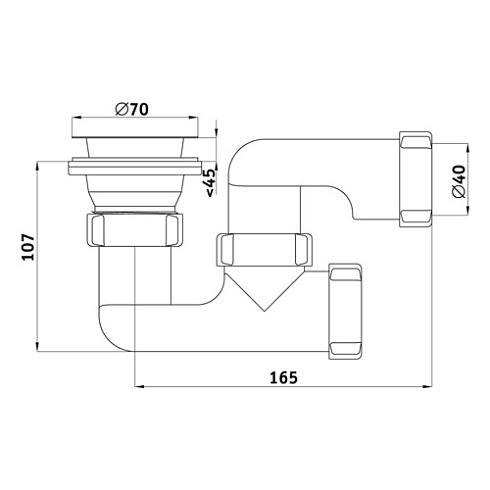 Е210/V215 Сифон для душевого поддона 1½"х40 регулируемый