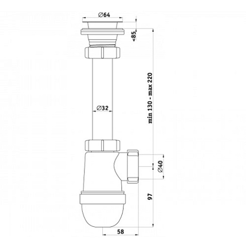 С1000/S1000 Сифон для умывальника 1¼"х40