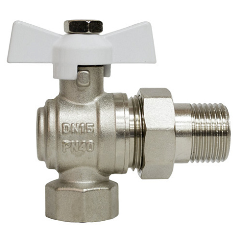 Кран шаровой STI накидная гайка с полусгоном бабочка угловой 15