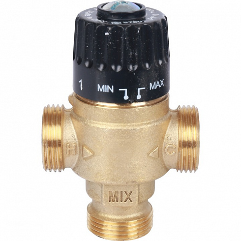 Термостатический смесительный клапан для систем отопления и ГВС STOUT 3/4" НР 30-65°С KV 2,3 SVM-0125-236520